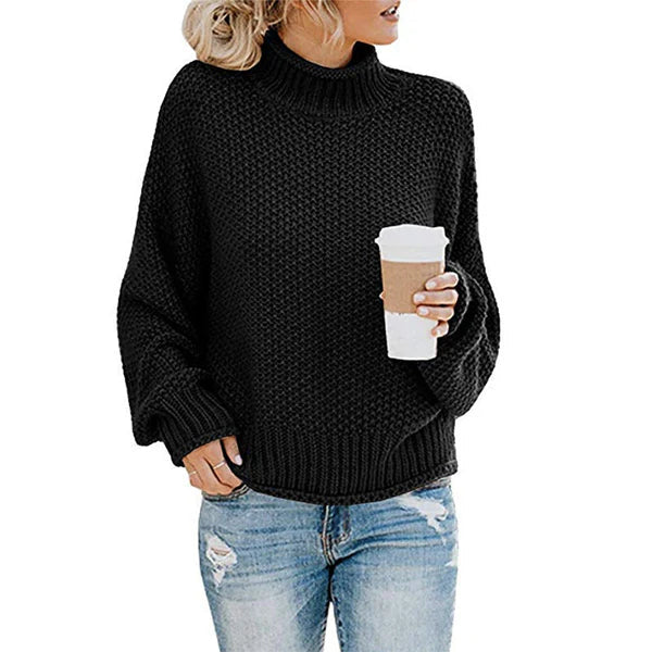 Levoire | Pull Épais Avec Col Montant Noir