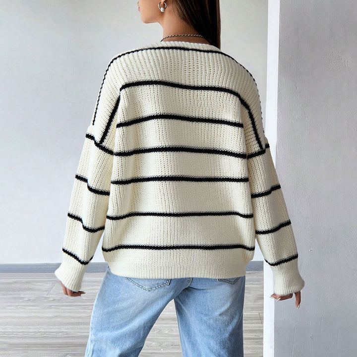 Gilet femme à manches longues avec des détails de rayures classiques Levoire