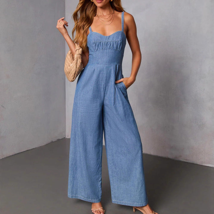 Combinaison en jean pour femmes avec jambes larges et bretelles élégantes Levoire