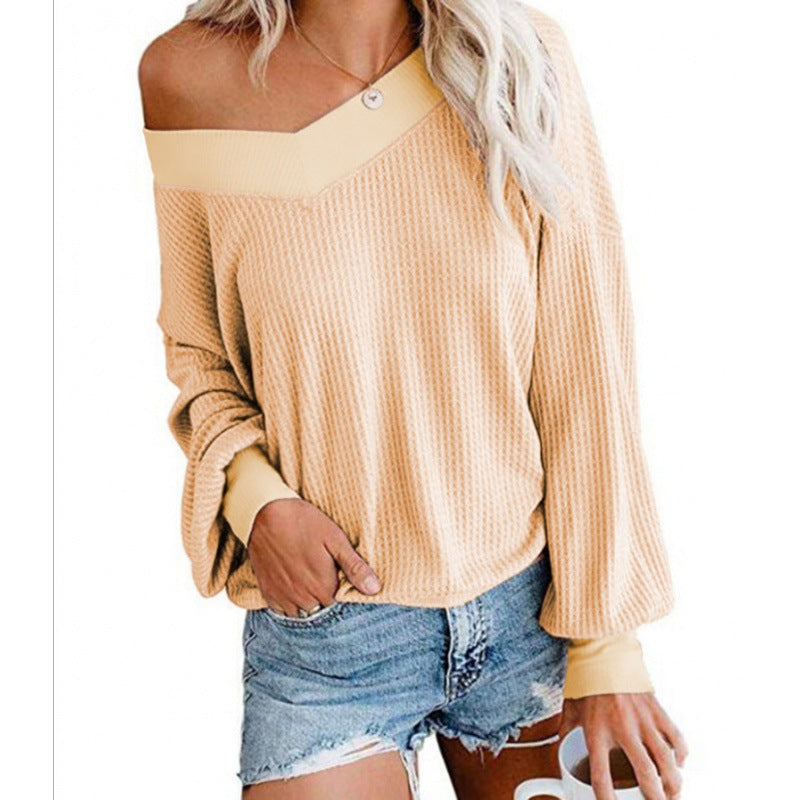 Pull en maille décontracté femme à épaules dénudées avec manches volumineuses Levoire