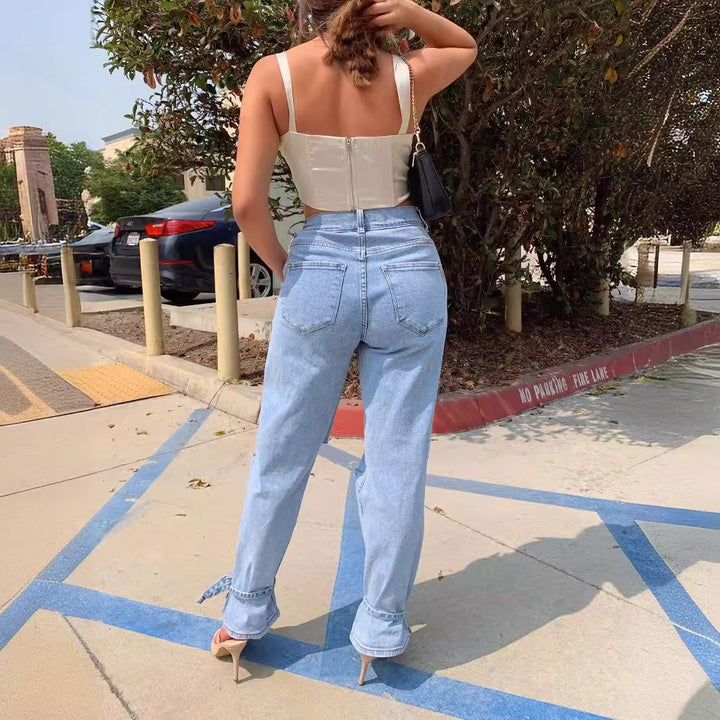 Jeans Mom Distressées pour Femmes Levoire
