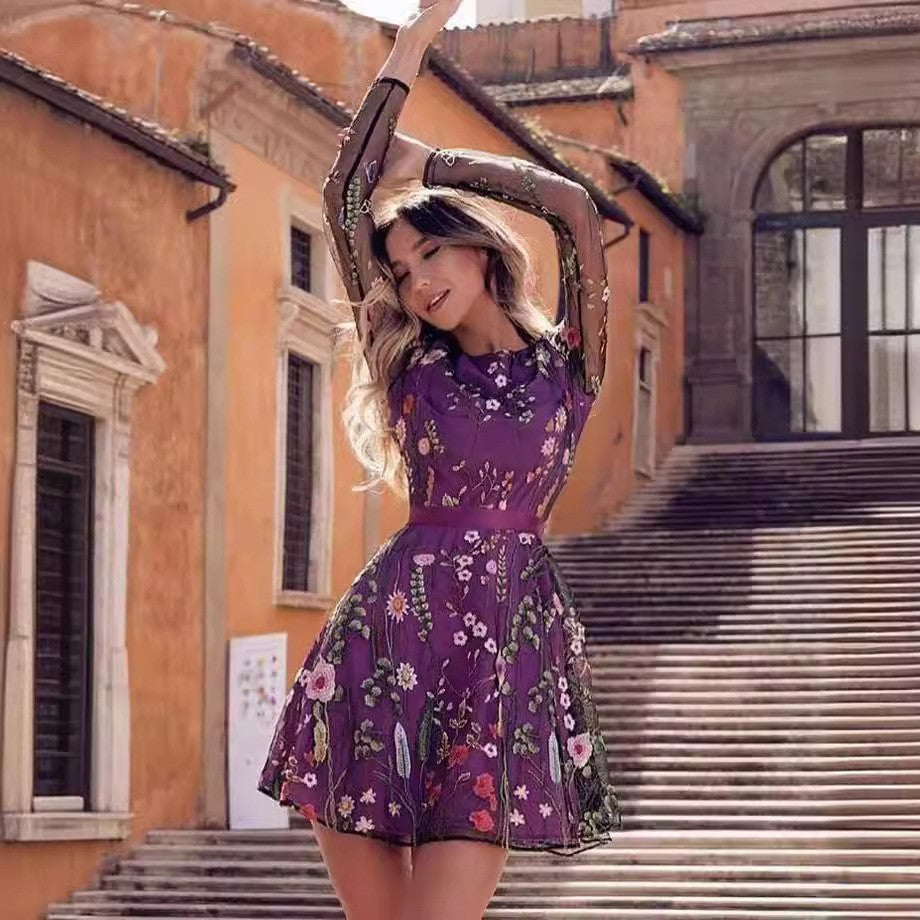 Levoire | Chic Bohémien Robe Fleurie pour Femmes Lila
