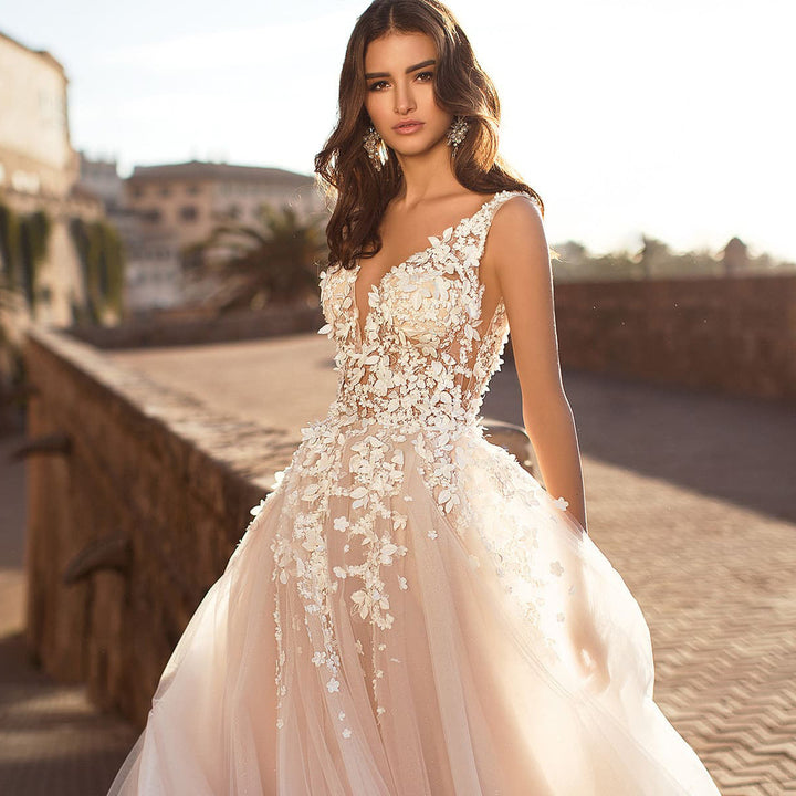 Levoire | Élégant robe de mariée broderie longue jupe