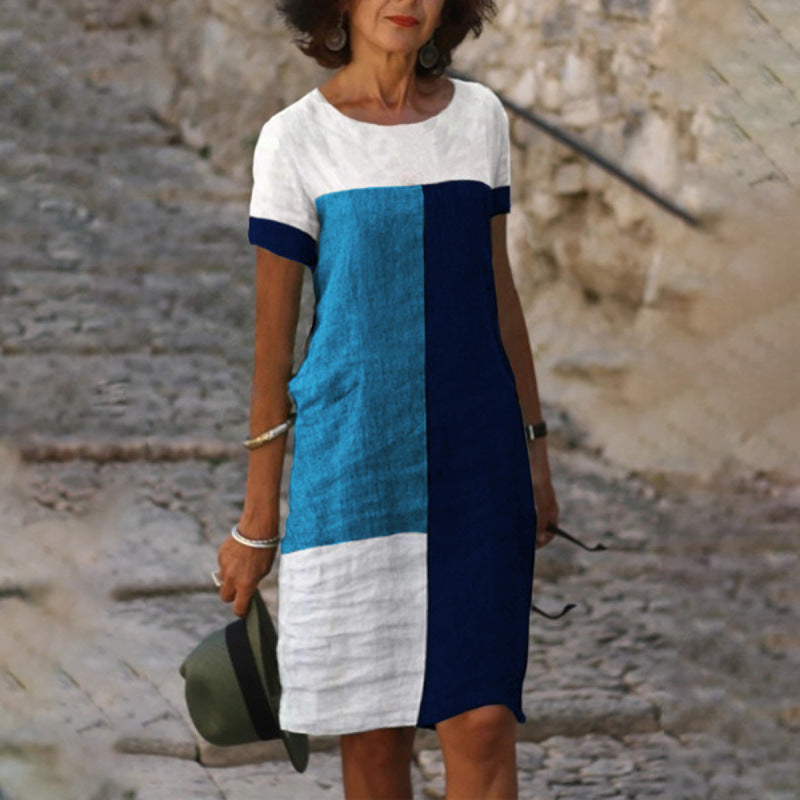 Levoire | robe à manches courtes à col rond imprimé décontracté