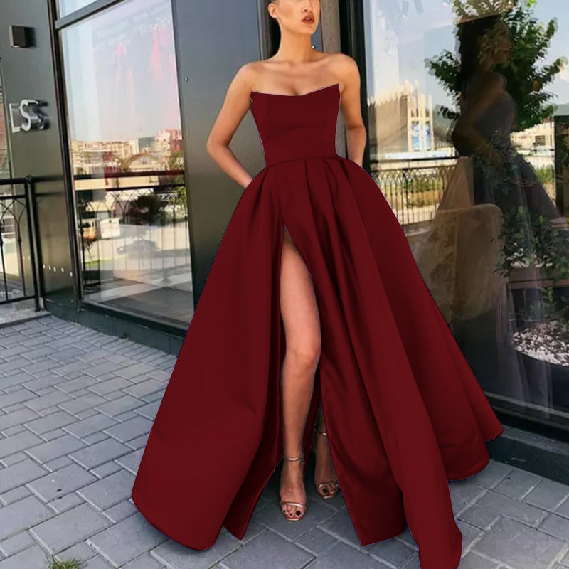 Levoire | Élégante robe de soirée longue pour hôtesse Rouge vin