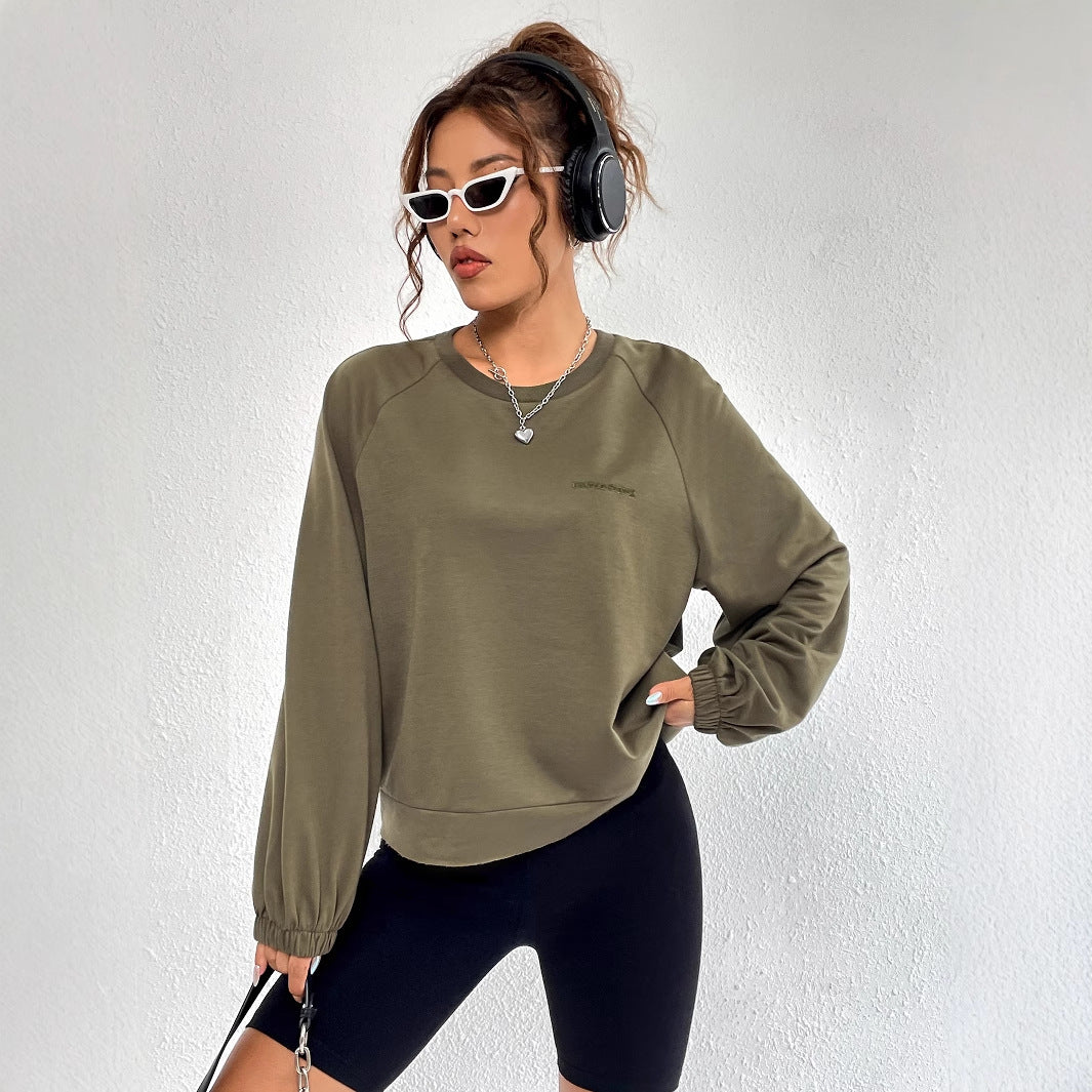 Sweatshirt décontracté pour femmes à raglan avec poignets élastiques et design minimaliste Levoire