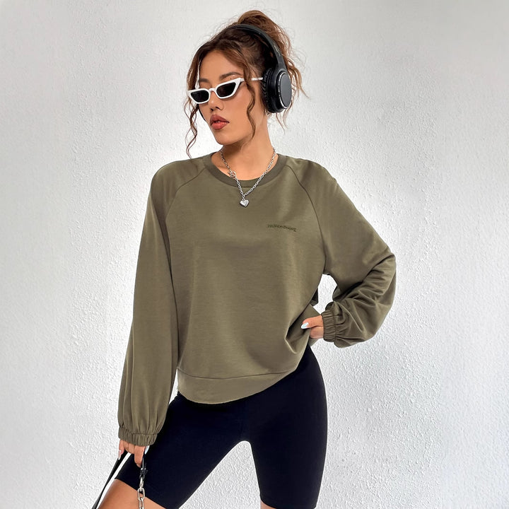 Sweatshirt décontracté pour femmes à raglan avec poignets élastiques et design minimaliste Levoire