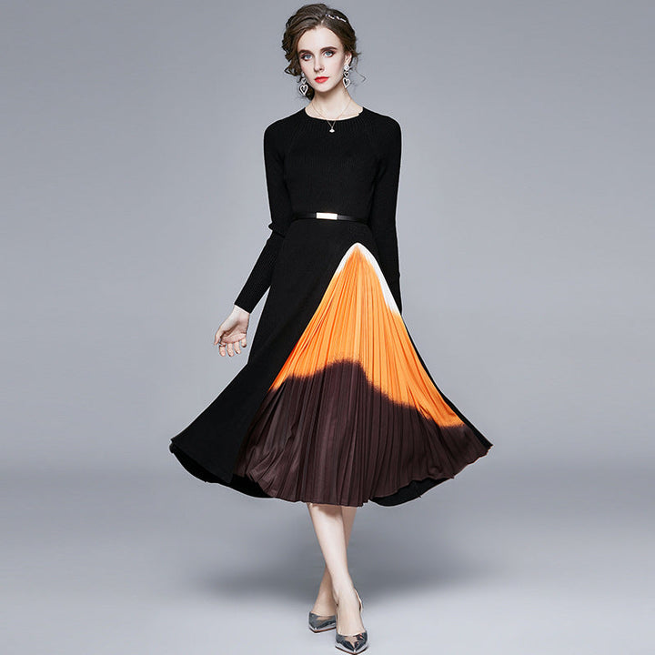 Levoire | Robe à bretelles Tricotée Dégradé de Couleur Slim Dress
