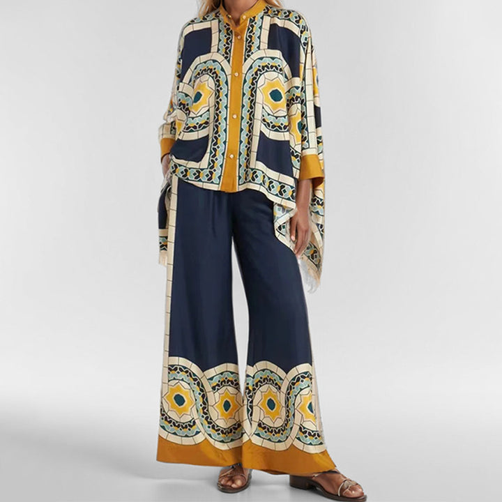 Haut kaftan floral pour femme avec détail de bouton Levoire