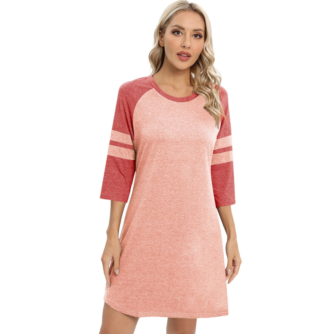 Levoire | Couleur - Chemise de nuit Printemps Été Patches Bloc Chemise de nuit rouges pois en poudre