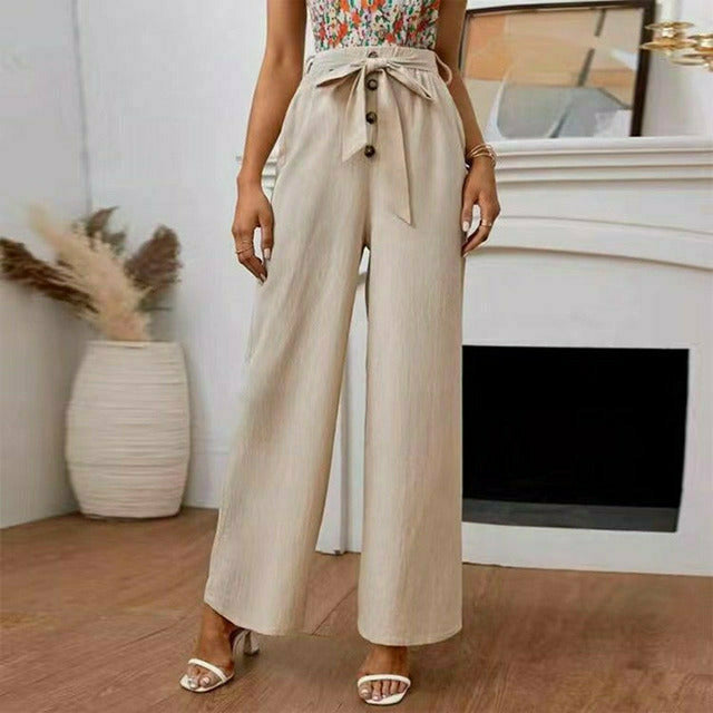 Levoire | Pantalons D'Été Légers Pour Femmes Avec Une Jambe Large Pour Le Confort Abricot