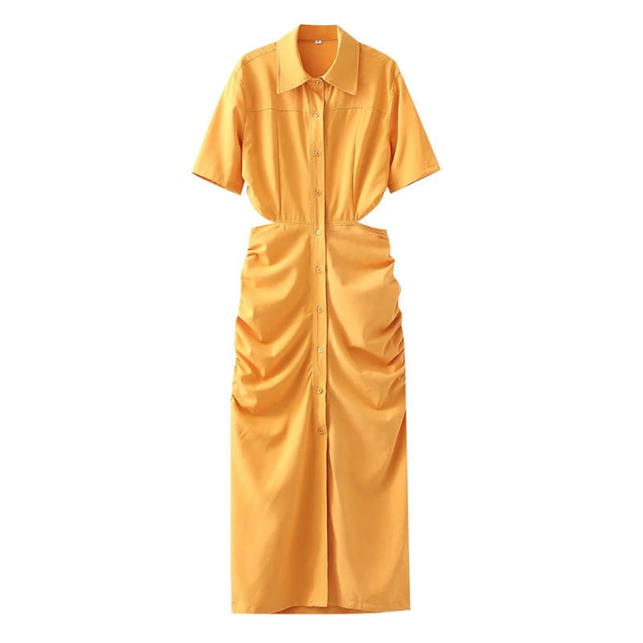 Levoire | Robe d'été décontractée à manches courtes ouvertes Jaune