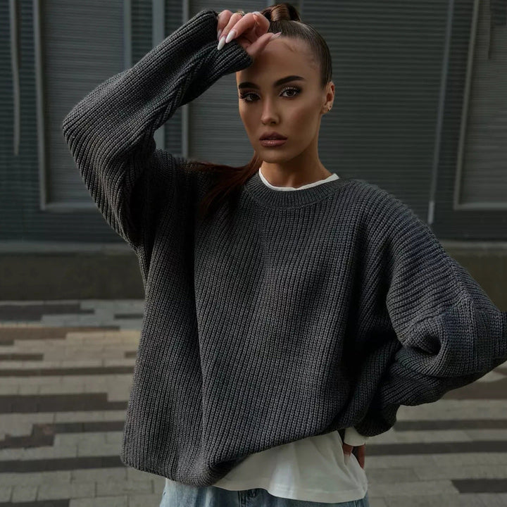 Levoire | Confortable, ample pull en tricot en laine Gris
