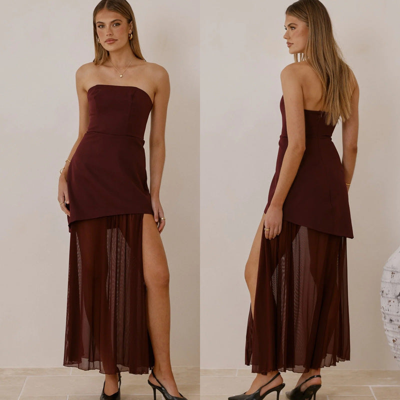 Robe de soirée élégante pour femme avec coupe asymétrique et fente séduisante Levoire