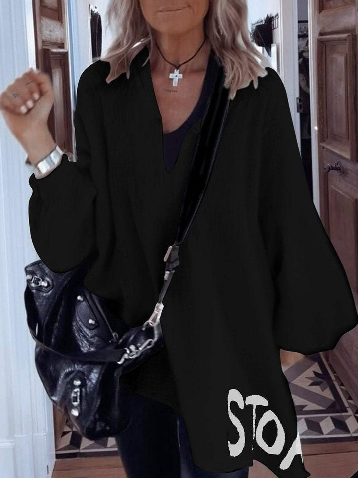 Chemise oversize pour femme avec décolleté V profond et manches volumineuses Levoire