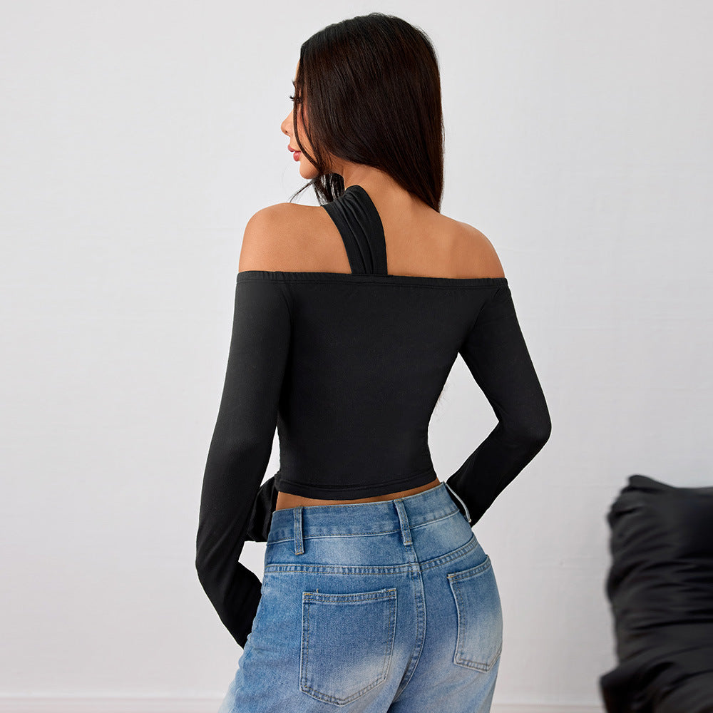 Top asymétrique à envelopper pour femmes avec un design élégant de halter et un rassemblement élégant Levoire