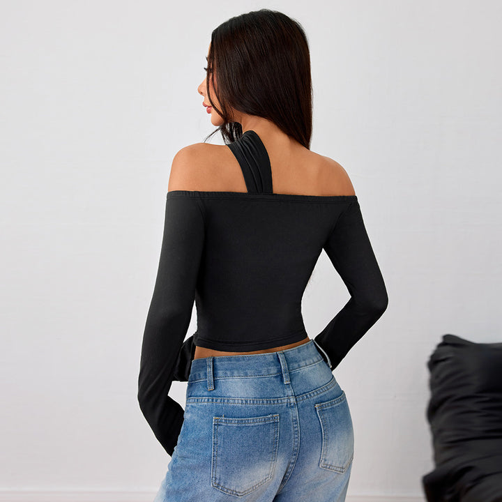 Top asymétrique à envelopper pour femmes avec un design élégant de halter et un rassemblement élégant Levoire