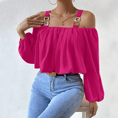 Blouse féminine à épaules dénudées avec bretelles décoratives et élégante fronce Levoire