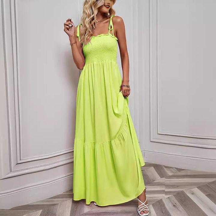 Robe maxi femme avec corsage élastique et jupe volumineuse Levoire