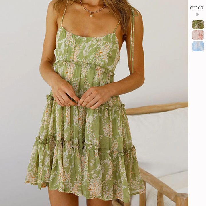 Robe à volants ludique pour femmes avec ourlet froncé et motif extravagant Levoire