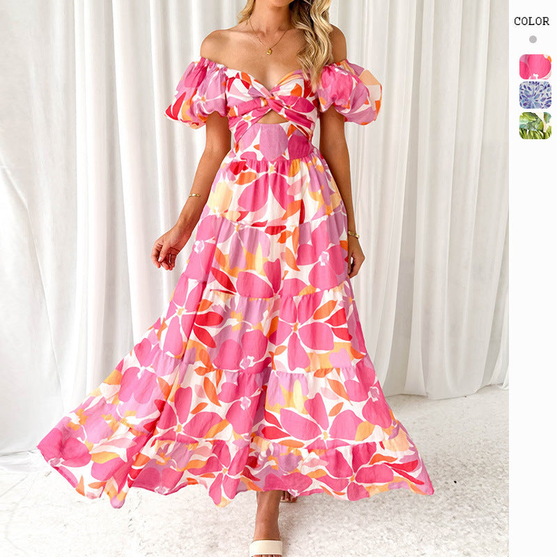 Robe maxi pour femmes avec un design sophistiqué à épaules dénudées et des manches bouffantes volumineuses Levoire
