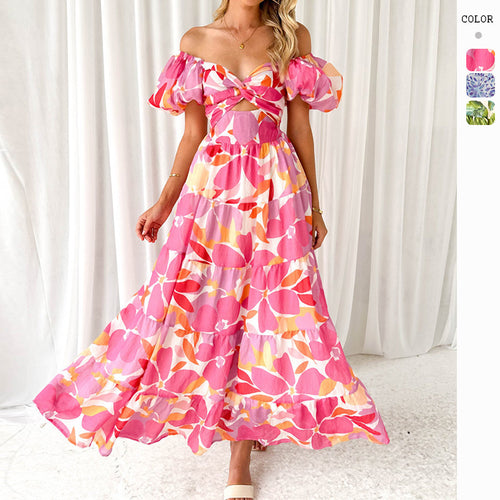 Robe maxi pour femmes avec un design sophistiqué à épaules dénudées et des manches bouffantes volumineuses Levoire