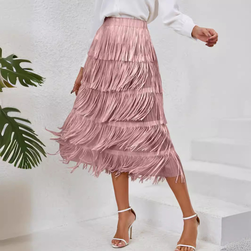 Jupe pour femme avec un design à franges et des couches fluides Levoire