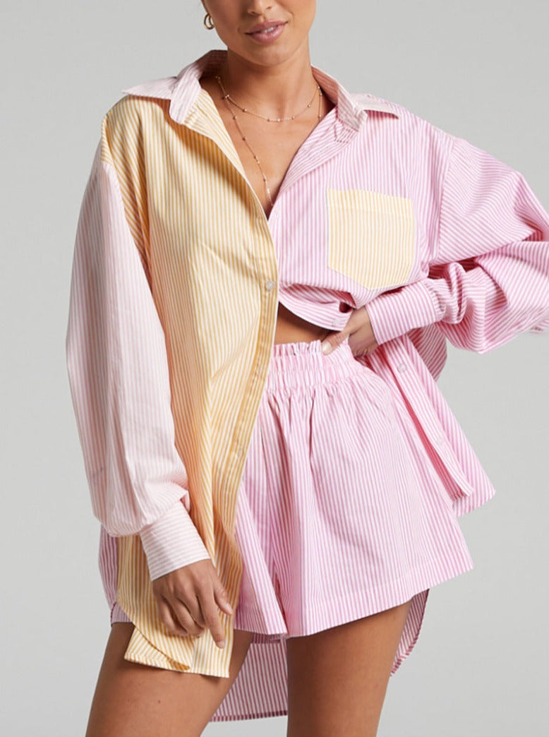 Levoire | Chemise Pastel À Manches Longues Robe Courte Décontractée