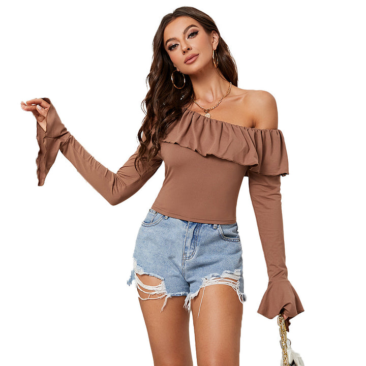 Top asymétrique pour femmes avec volants volumineux Levoire