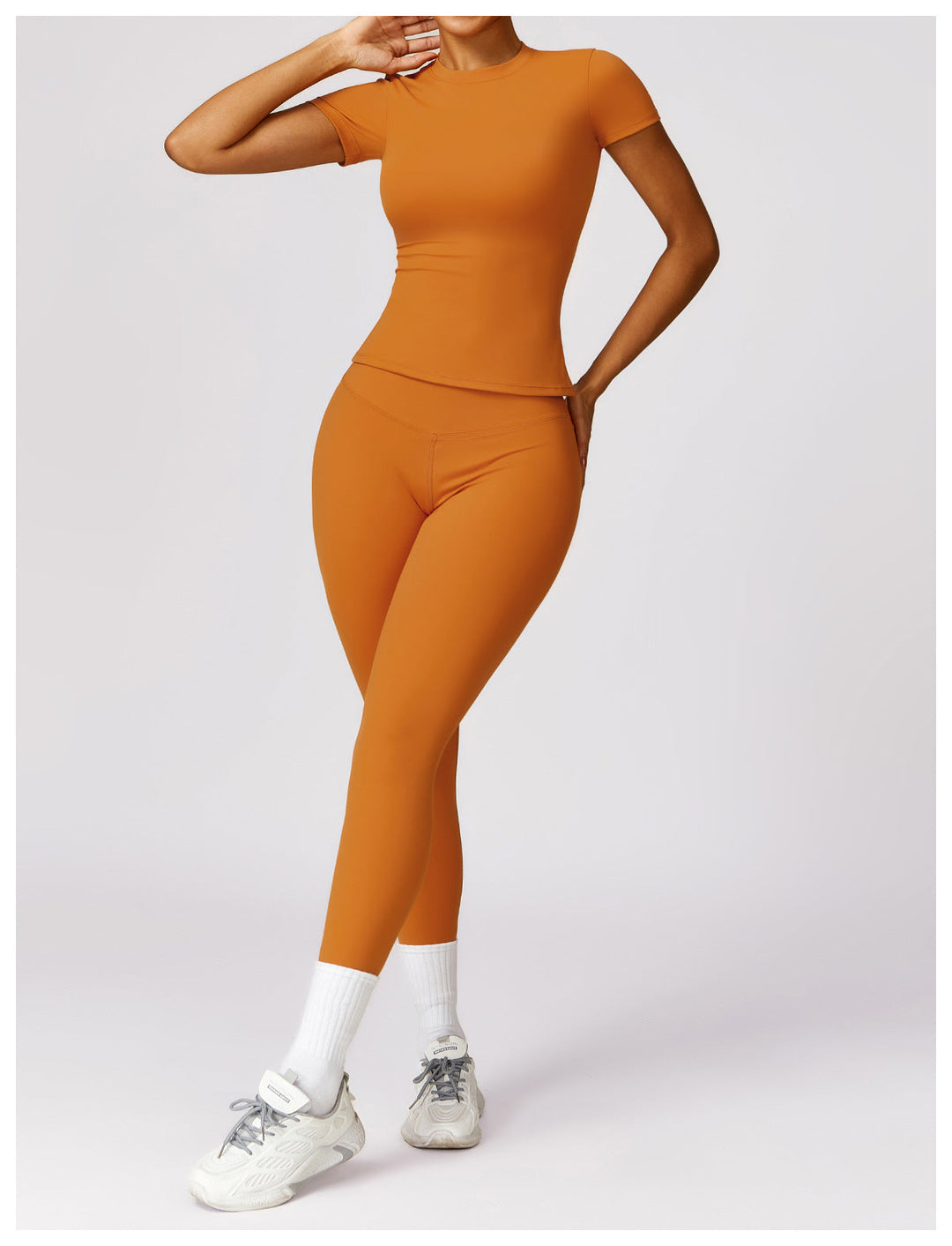 Levoire | Ensemble De Gym Sculptant 2 Pièces À Manches Courtes Orange