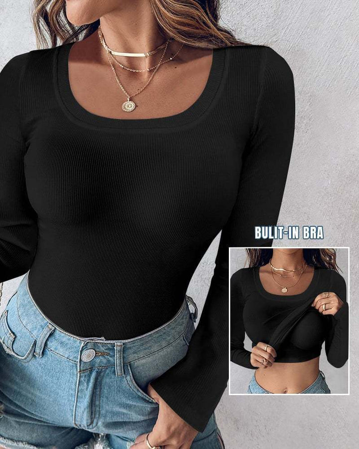 Chemise à manches longues cropped pour femmes avec débardeur intégré Levoire