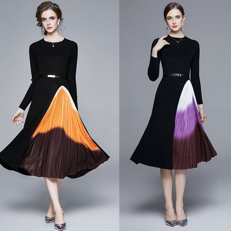 Levoire | Robe à bretelles Tricotée Dégradé de Couleur Slim Dress