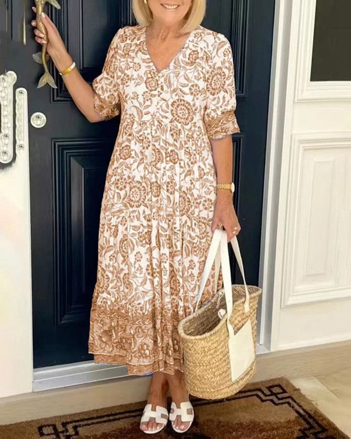 Levoire | Robe à motif noué Imprimé fleuri Couleur abricot