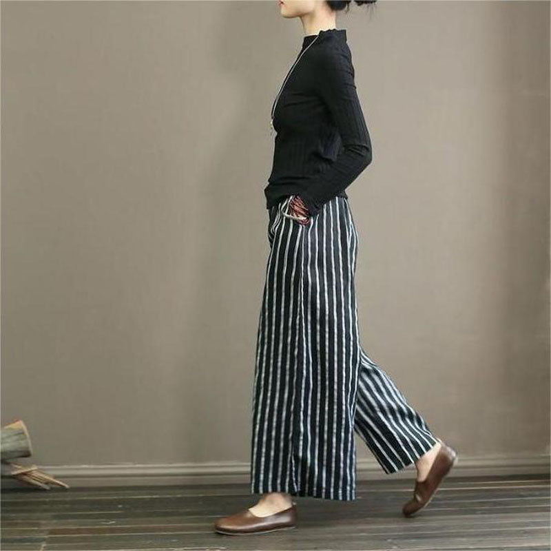 Levoire | Pantalon Décontracté Rayé Avec Jambes Amples