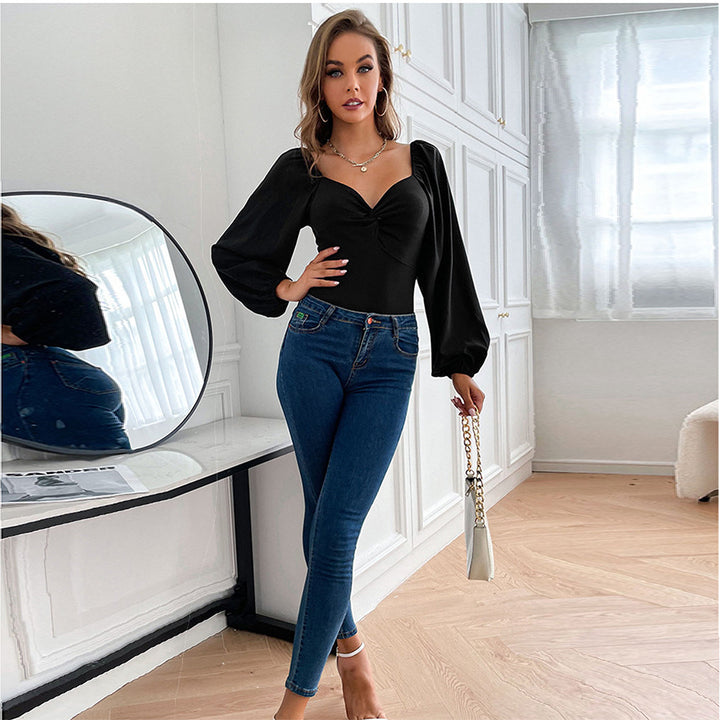 Body femme avec un élégant décolleté en V et des manches bouffantes Levoire