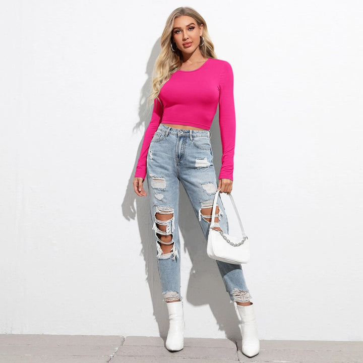 Chemise à manches longues courte pour femme avec une élégante texture côtelée Levoire