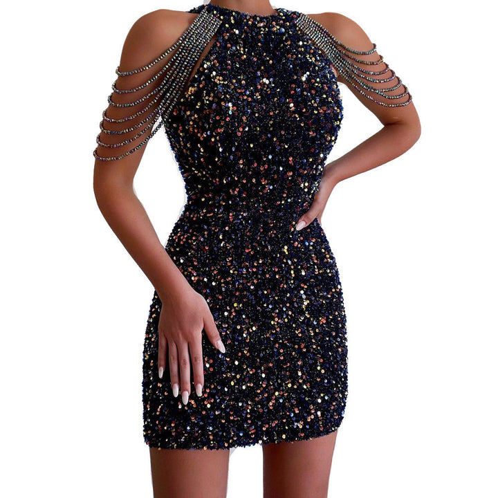 Levoire | Glamouröös Bodycon Cristal Découpe Robe Brillante