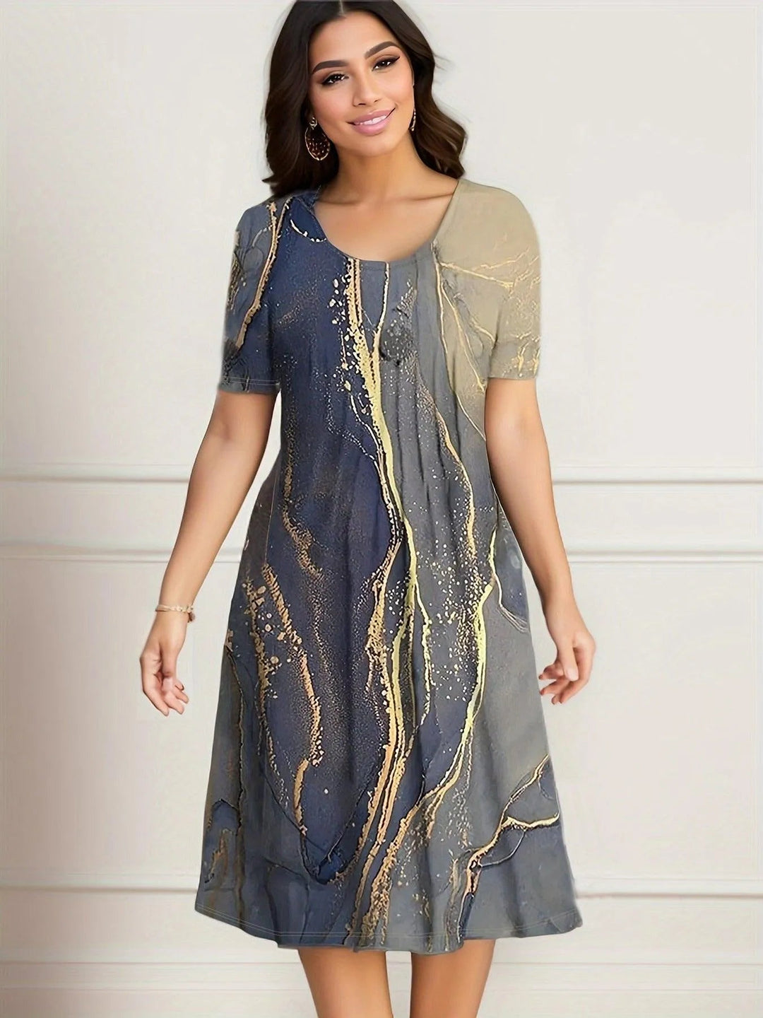 Levoire | Robe femme à manches courtes en motifs de printemps et d'été