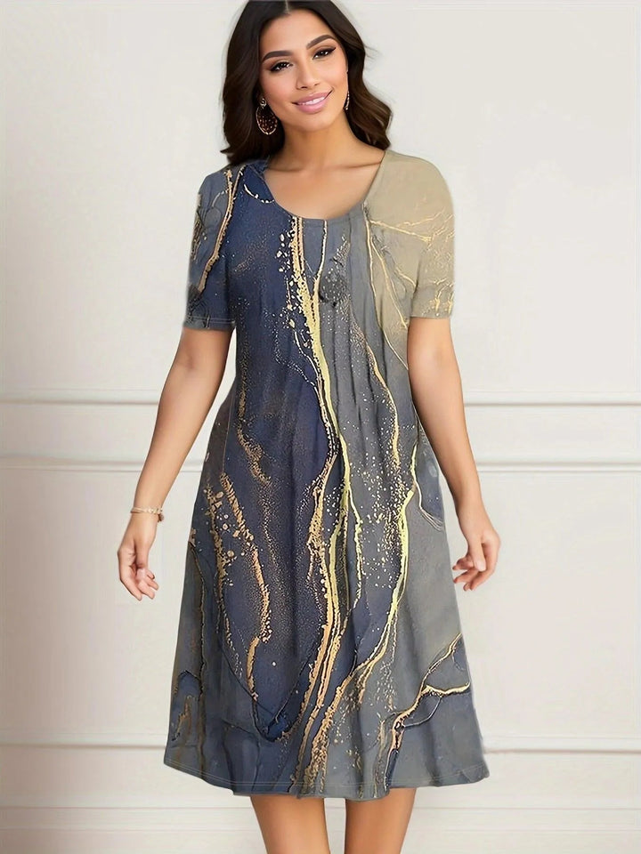 Levoire | Robe femme à manches courtes en motifs de printemps et d'été