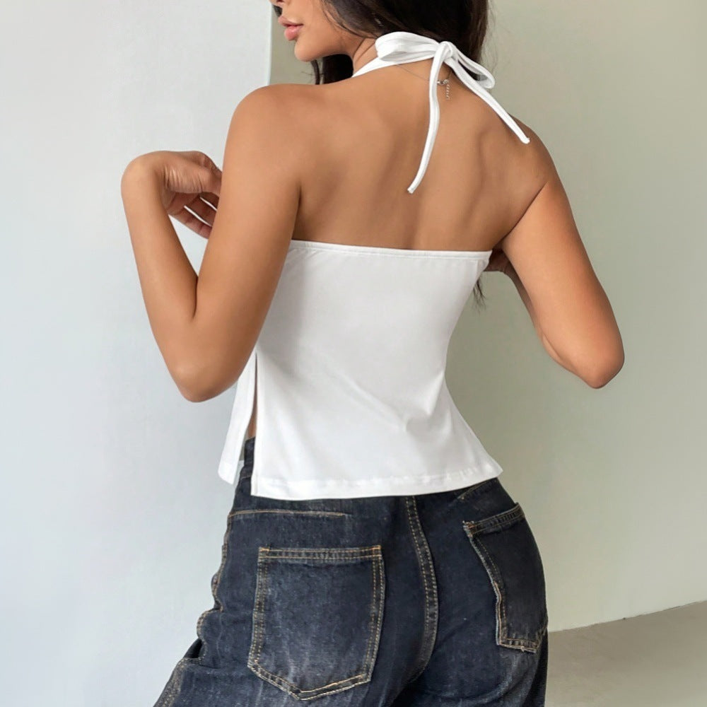 Haut halter féminin léger avec coupe moderne et fentes latérales Levoire