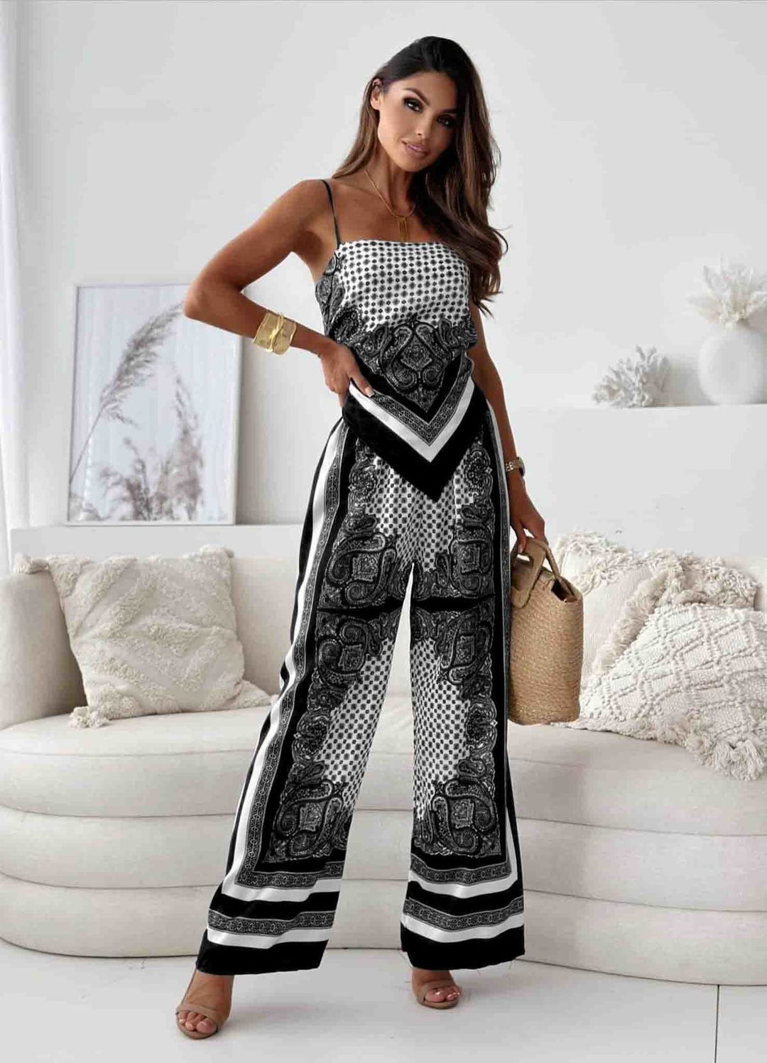 Levoire | Ensemble Toppari Amazon Print Toppari Pantalons Ensemble Noir