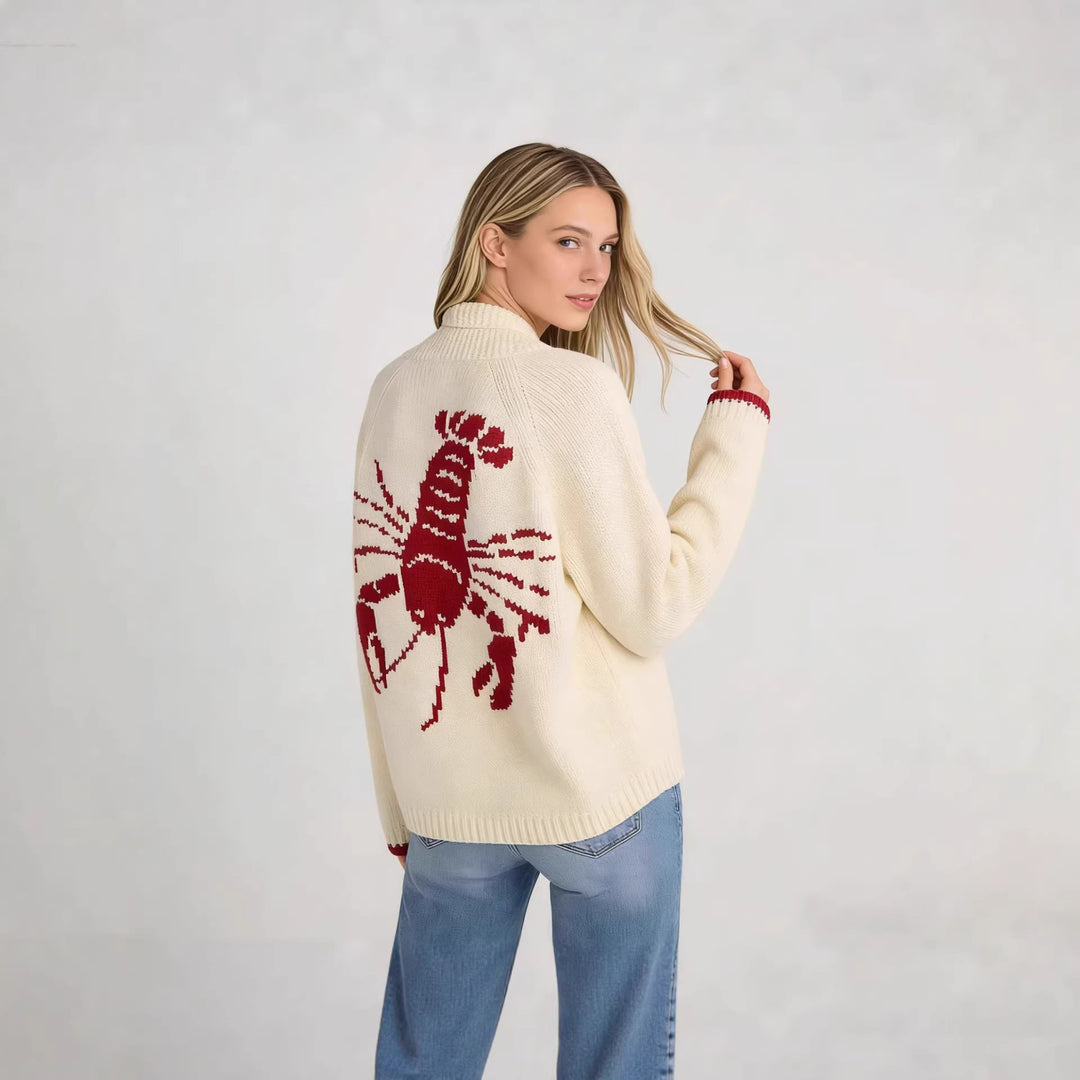 Cardigan pour femmes avec motif de crabe créatif Levoire