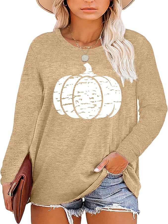 Chemise à manches longues pour femmes avec motif de citrouille d'automne Levoire
