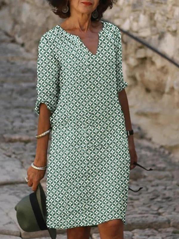 Levoire | Robe Boho Intemporelle Avec Motif Vert