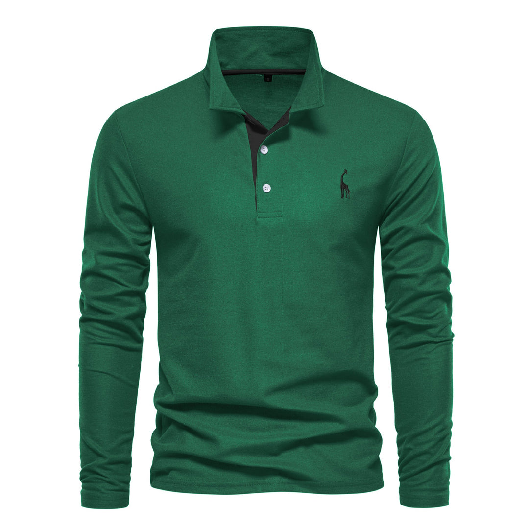 Homme Polo à manches longues avec col moderne et qualité coton respirant Avriane