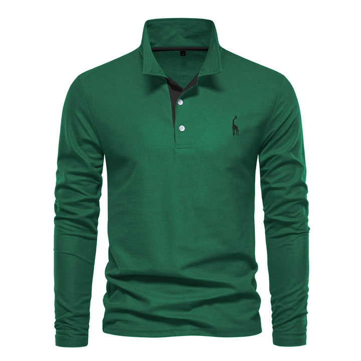 Homme Polo à manches longues avec col moderne et qualité coton respirant Avriane