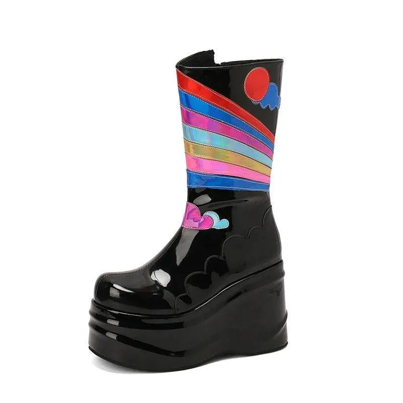 Levoire | Bottes pour femmes avec talons en arc-en-ciel Noir