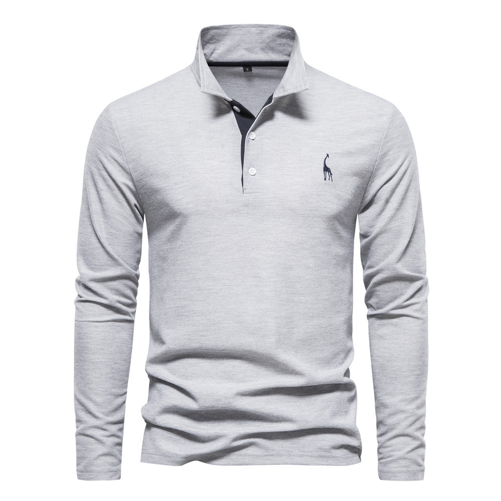 Homme Polo à manches longues avec col moderne et qualité coton respirant Avriane