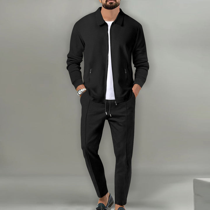 Levoire | Ensemble Delige Avec Pantalon Long Et Veste Avec Fermeture Éclair Noir