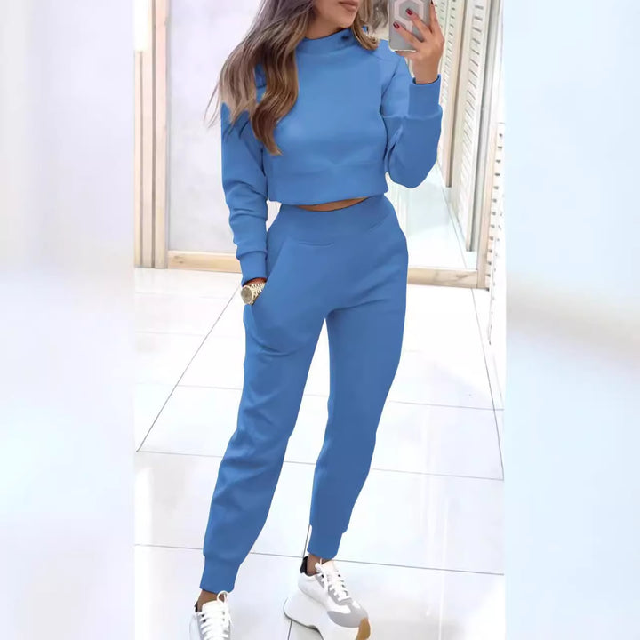 Ensemble de sweatpants pour femmes avec col haut et crop top à la mode Levoire